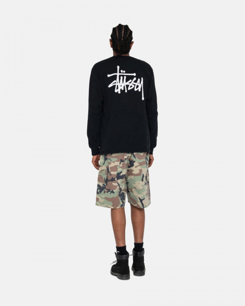 Stussy Basic Stussy Ls Tee Men T Shirt Black | AKS-0312