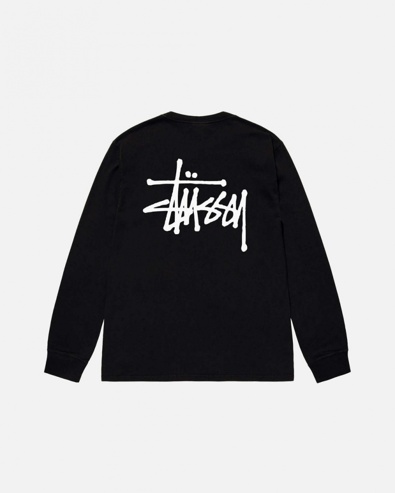 Stussy Basic Stussy Ls Tee Men T Shirt Black | AKS-0312