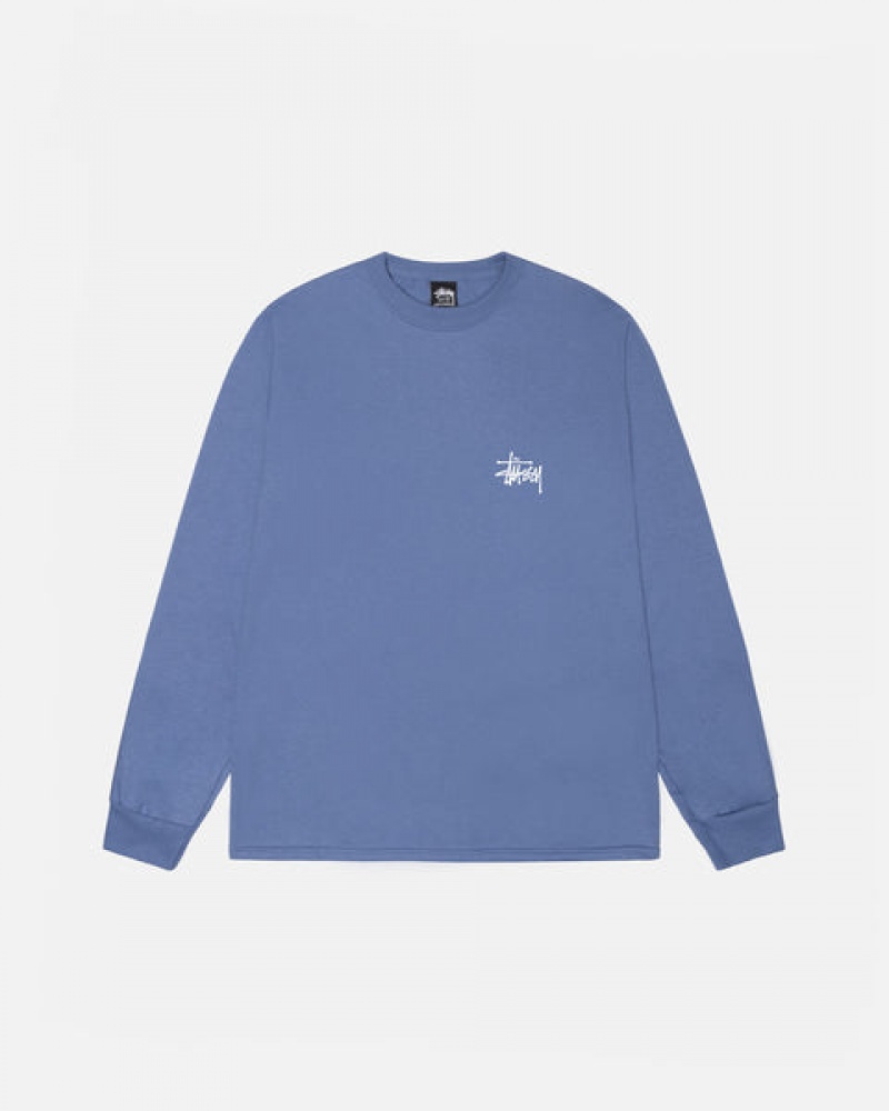 Stussy Basic Stussy Ls Tee Men T Shirt Royal Blue | QKY-1407