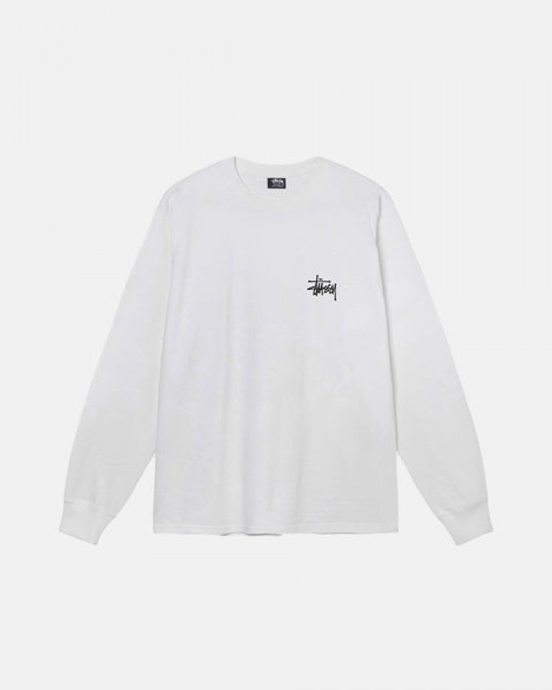 Stussy Basic Stussy Ls Tee Men T Shirt White | YBX-6310