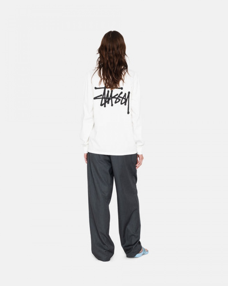 Stussy Basic Stussy Ls Tee Men T Shirt White | YBX-6310