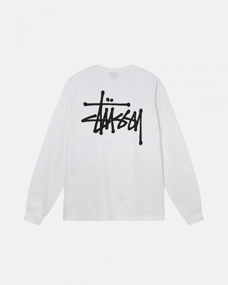 Stussy Basic Stussy Ls Tee Men T Shirt White | YBX-6310