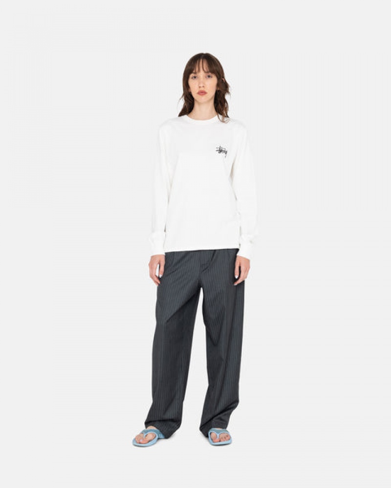 Stussy Basic Stussy Ls Tee Women T Shirt White | RGA-9237