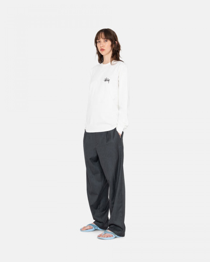 Stussy Basic Stussy Ls Tee Women T Shirt White | RGA-9237