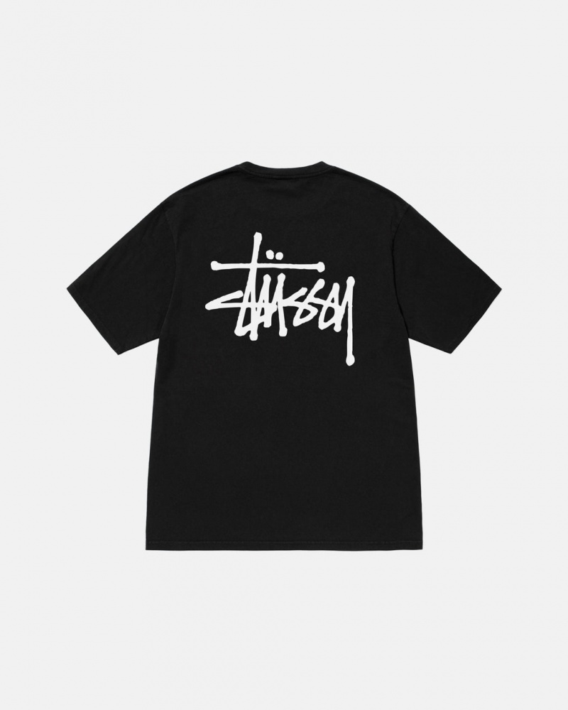 Stussy Basic Stussy Pigment Dyed Tee Men T Shirt Black | PWZ-8475