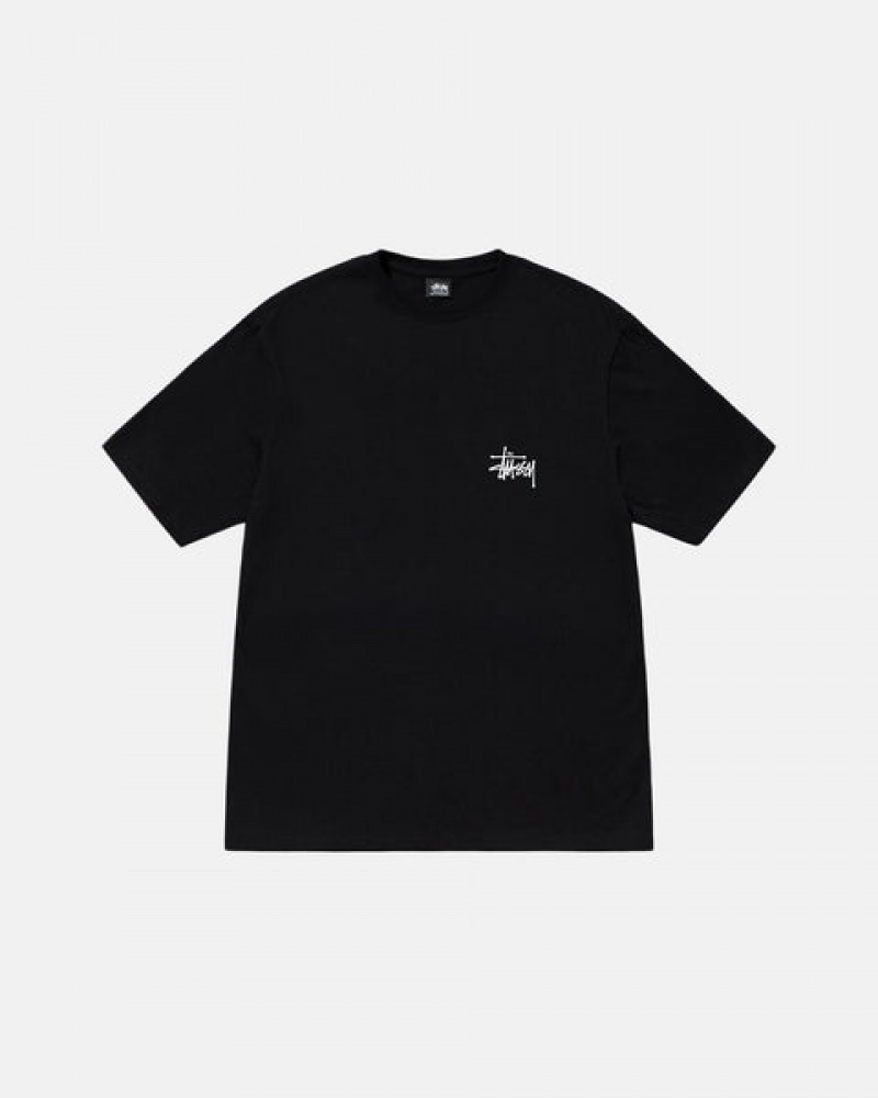 Stussy Basic Stussy Tee Men T Shirt Black | VHA-8709