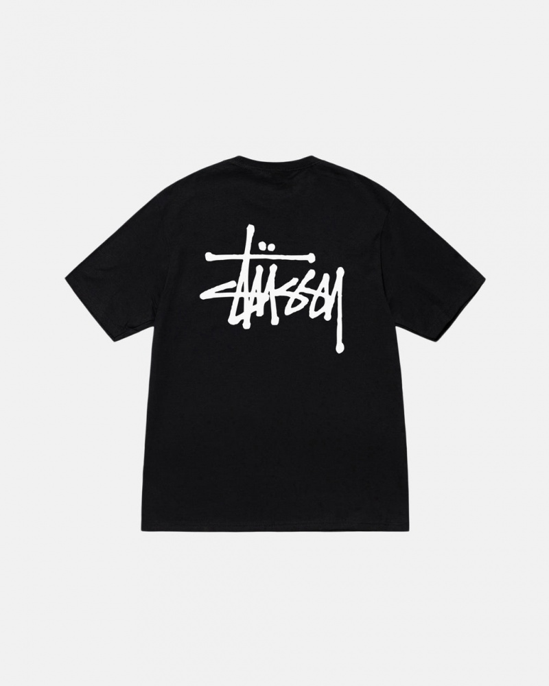 Stussy Basic Stussy Tee Men T Shirt Black | VHA-8709