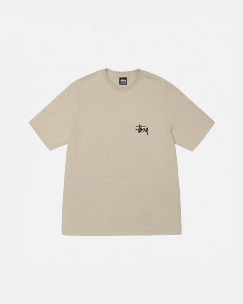 Stussy Basic Stussy Tee Men T Shirt Khaki | OUC-0988