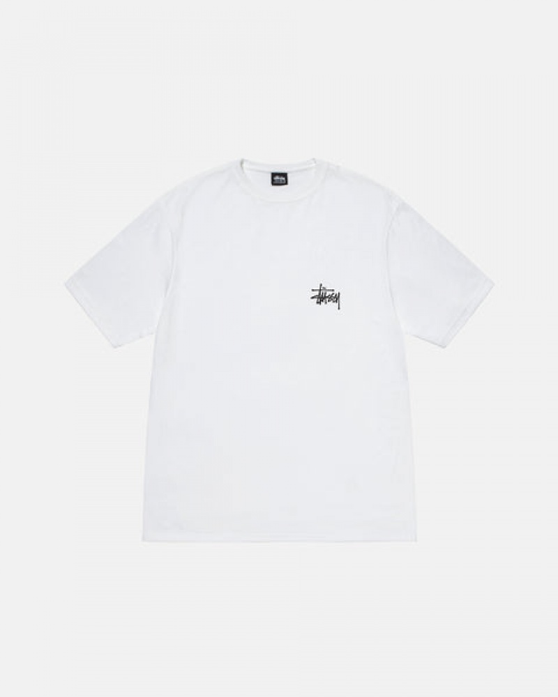 Stussy Basic Stussy Tee Men T Shirt White | JMU-9499