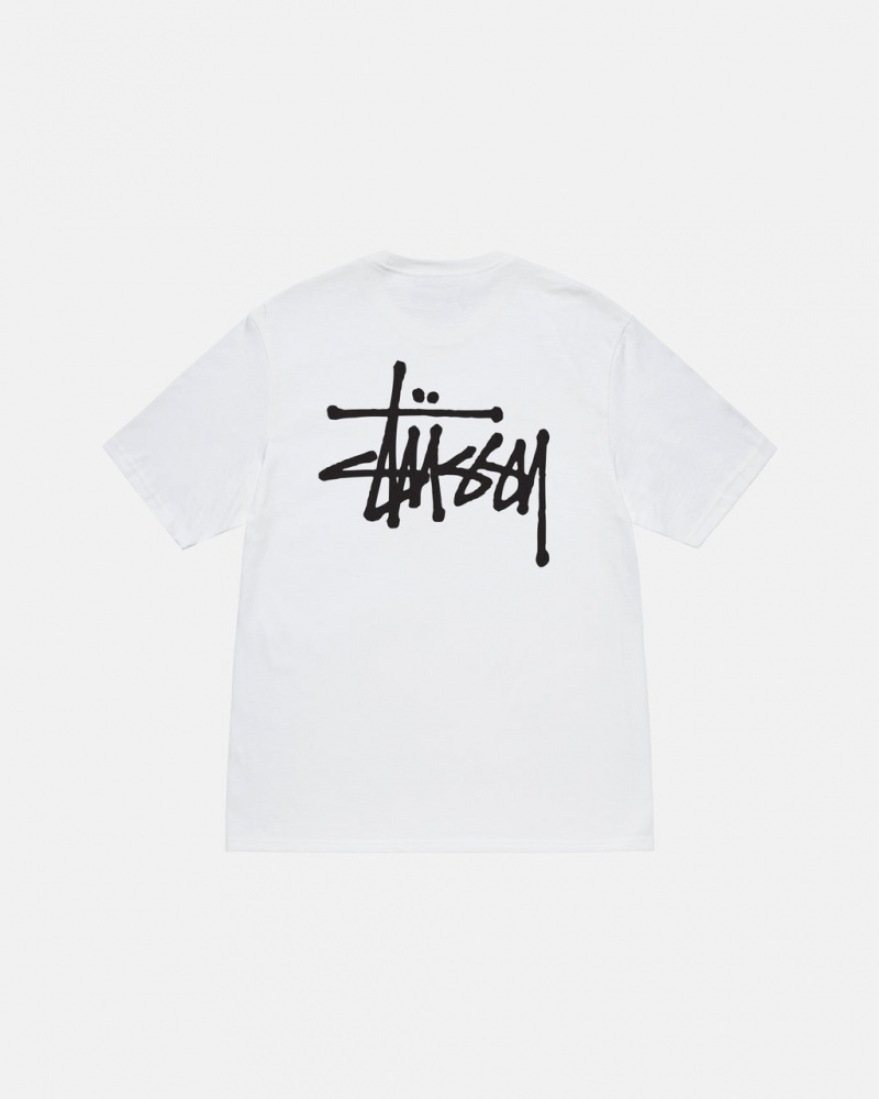 Stussy Basic Stussy Tee Men T Shirt White | JMU-9499