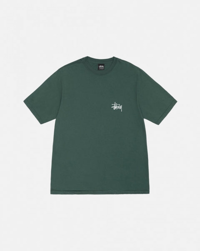 Stussy Basic Stussy Tee Pigment Dyed Men T Shirt Green | JRX-2065