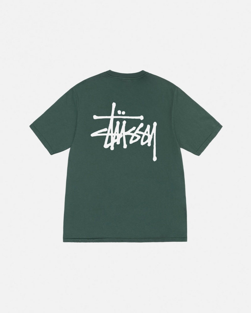 Stussy Basic Stussy Tee Pigment Dyed Men T Shirt Green | JRX-2065