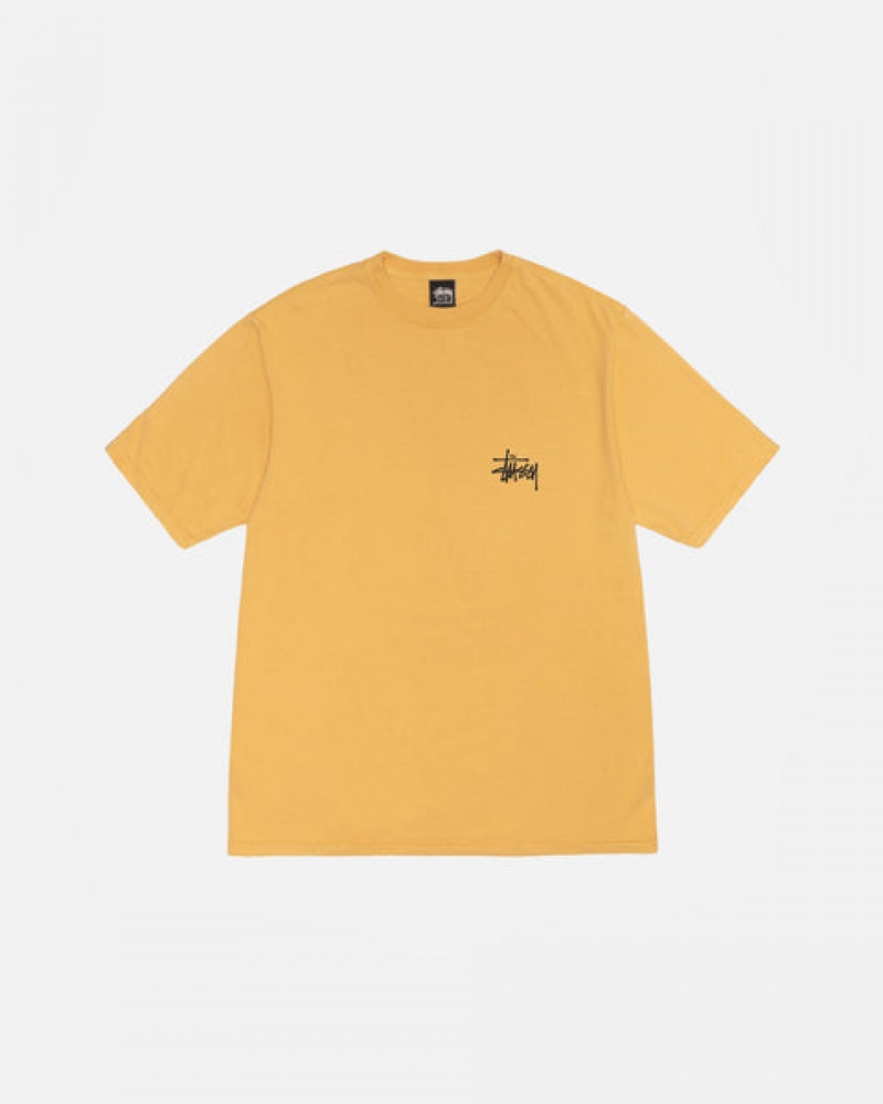 Stussy Basic Stussy Tee Pigment Dyed Men T Shirt Yellow | MMR-0246