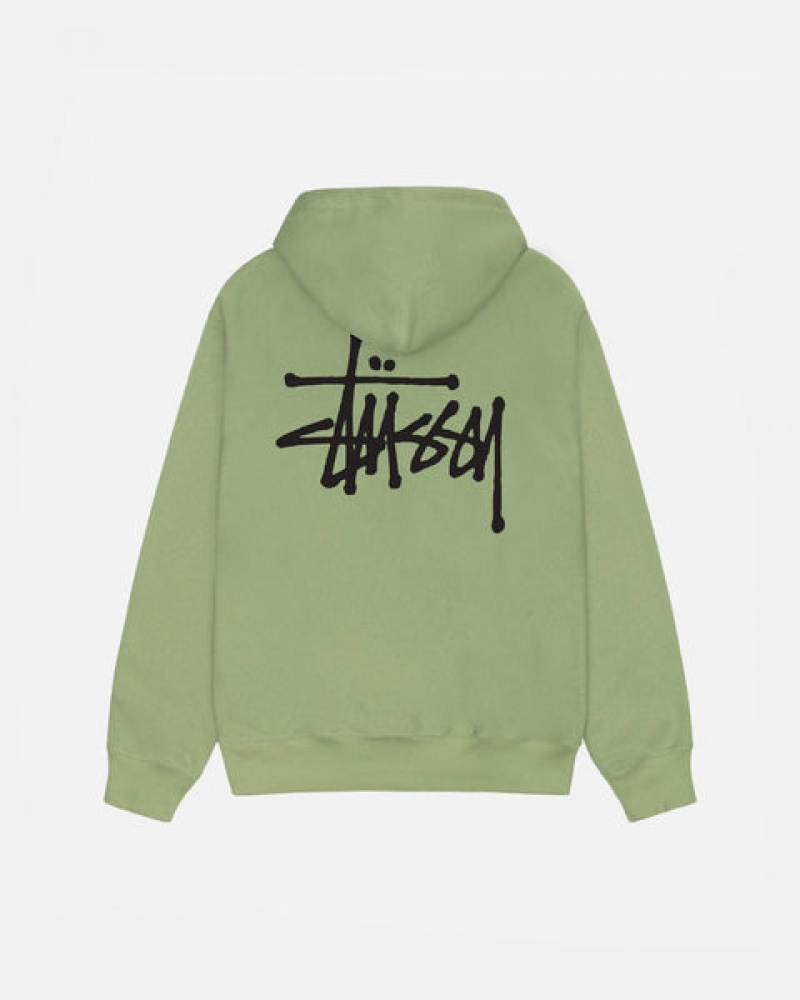 Stussy Basic Stussy Zip Hood Men Sweatshirts Green | VHQ-7929