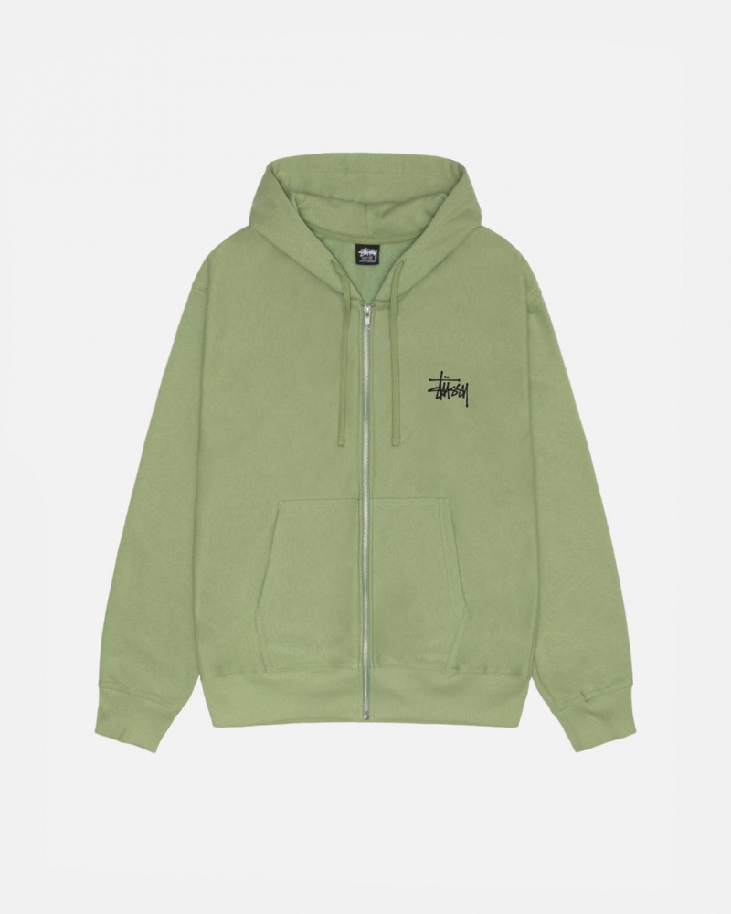 Stussy Basic Stussy Zip Hood Men Sweatshirts Green | VHQ-7929