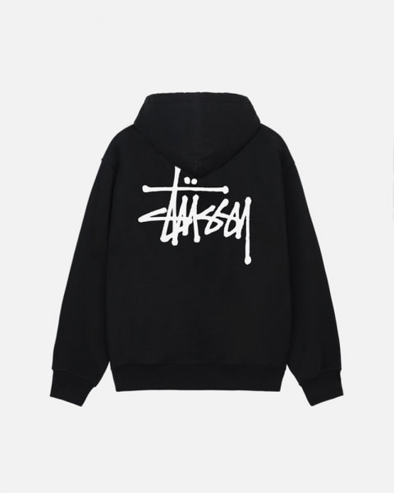 Stussy Basic Stussy Zip Hoodie Men Hoodie Black | WEC-3787