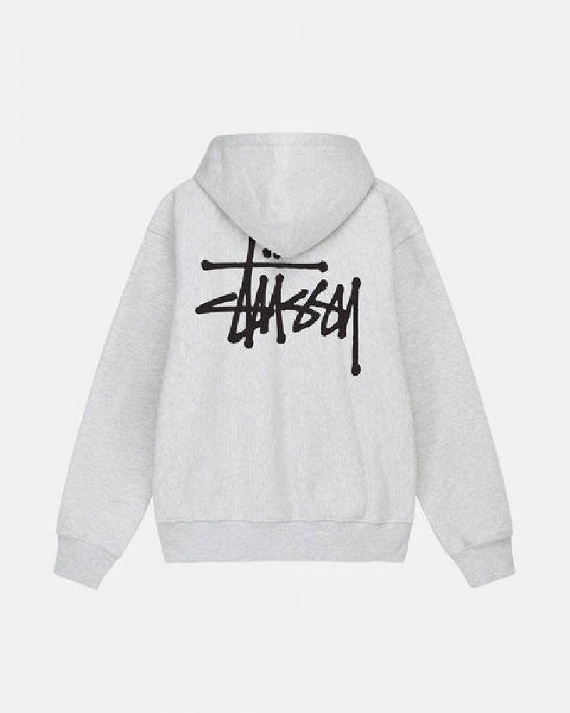 Stussy Basic Stussy Zip Hoodie Men Hoodie Grey | PGG-9926