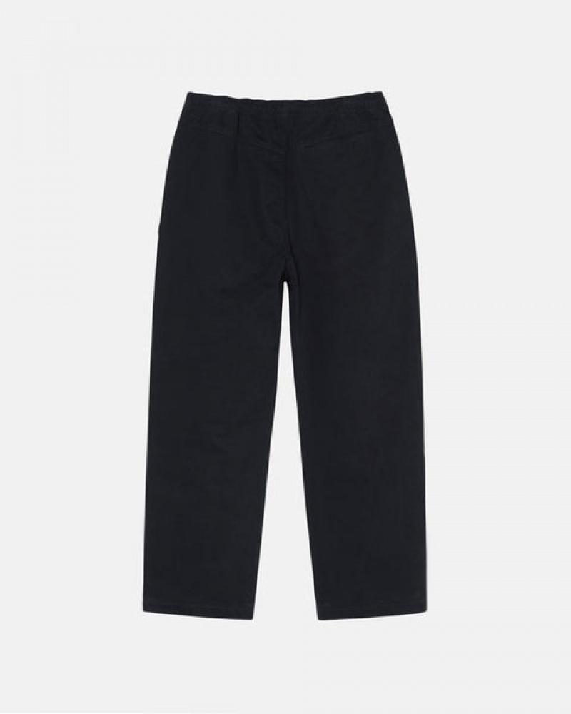 Stussy Beach Pant Brushed Cotton Men Pants Black | MDR-6834