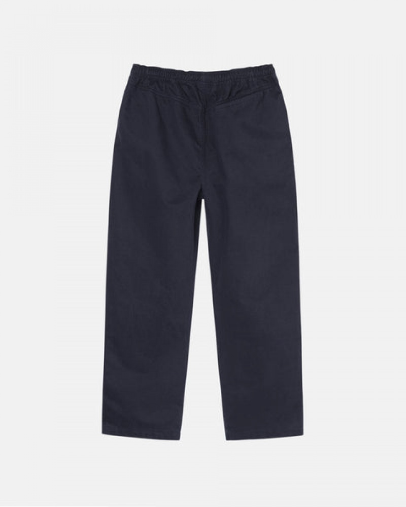 Stussy Beach Pant Brushed Cotton Men Pants Navy | KFQ-7921