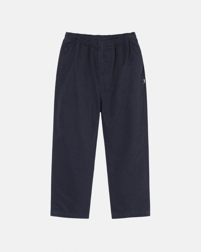 Stussy Beach Pant Brushed Cotton Men Pants Navy | KFQ-7921