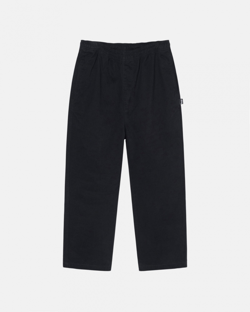 Stussy Beach Pant Brushed Cotton Women Pants Black | FCV-5011