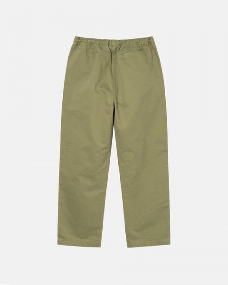 Stussy Beach Pant Brushed Cotton Women Pants Olive | PHR-5753