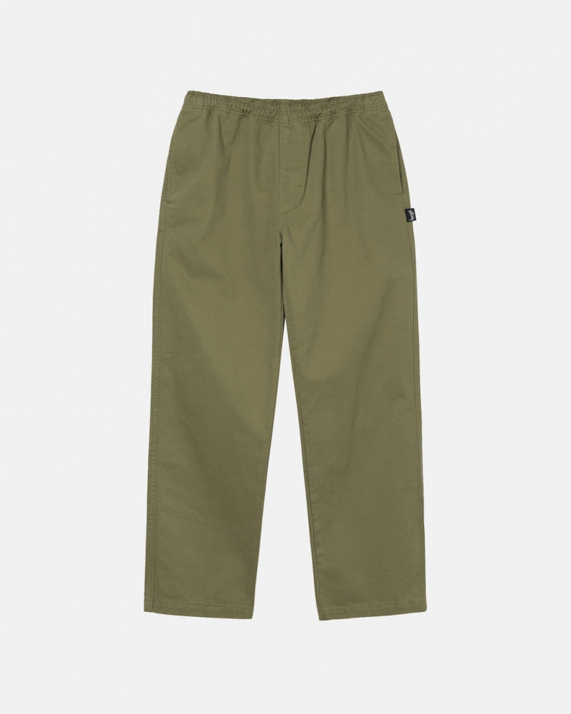 Stussy Beach Pant Brushed Cotton Women Pants Olive | PHR-5753