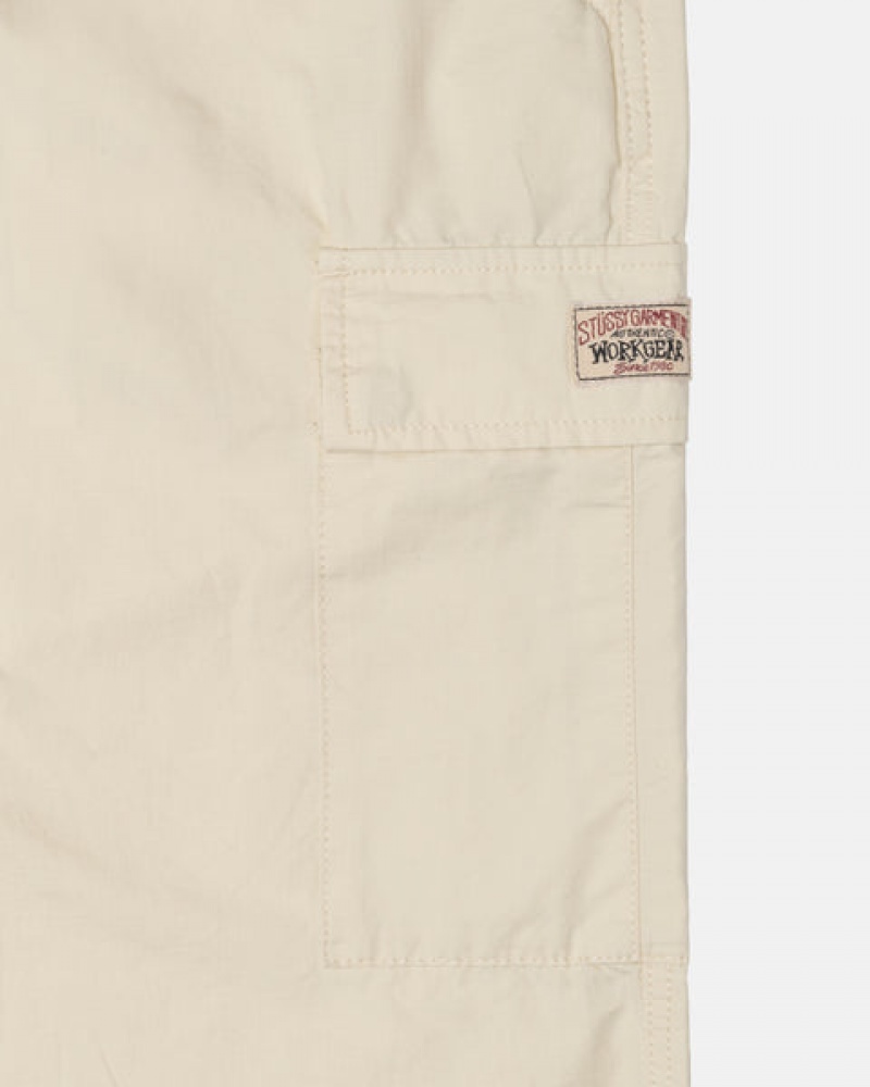 Stussy Beach Pant Ripstop Cargo Men Pants Cream | GXV-8514