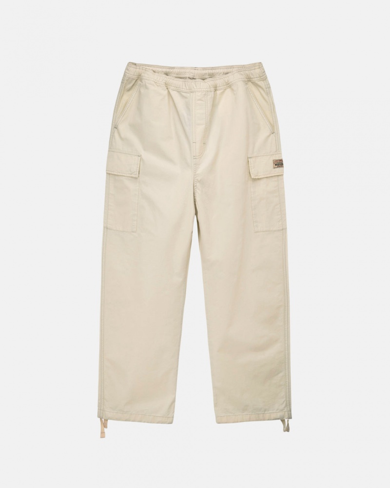 Stussy Beach Pant Ripstop Cargo Men Pants Cream | GXV-8514