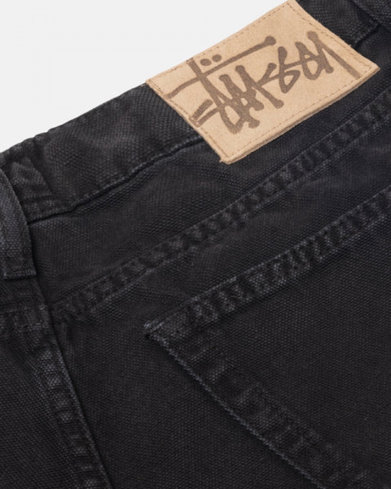 Stussy Big Ol' Jean Washed Canvas Men Denim Black | USL-0080