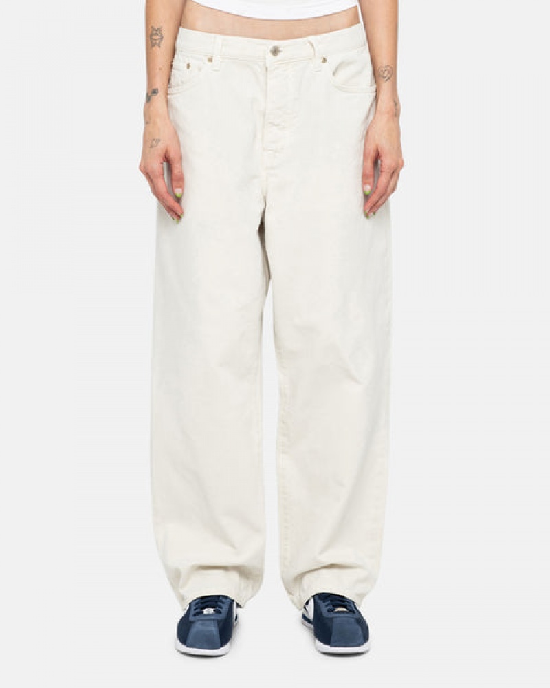 Stussy Big Ol' Jean Washed Canvas Men Pants Beige | VED-4536