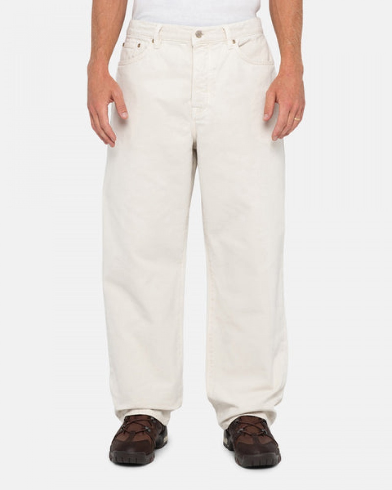 Stussy Big Ol' Jean Washed Canvas Men Pants Beige | VED-4536