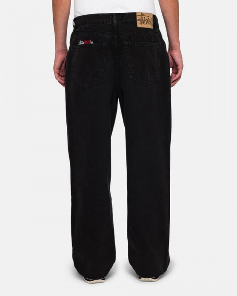 Stussy Big Ol' Jean Washed Canvas Men Pants Black | GYI-0766