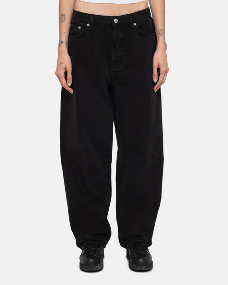 Stussy Big Ol' Jean Washed Canvas Men Pants Black | GYI-0766