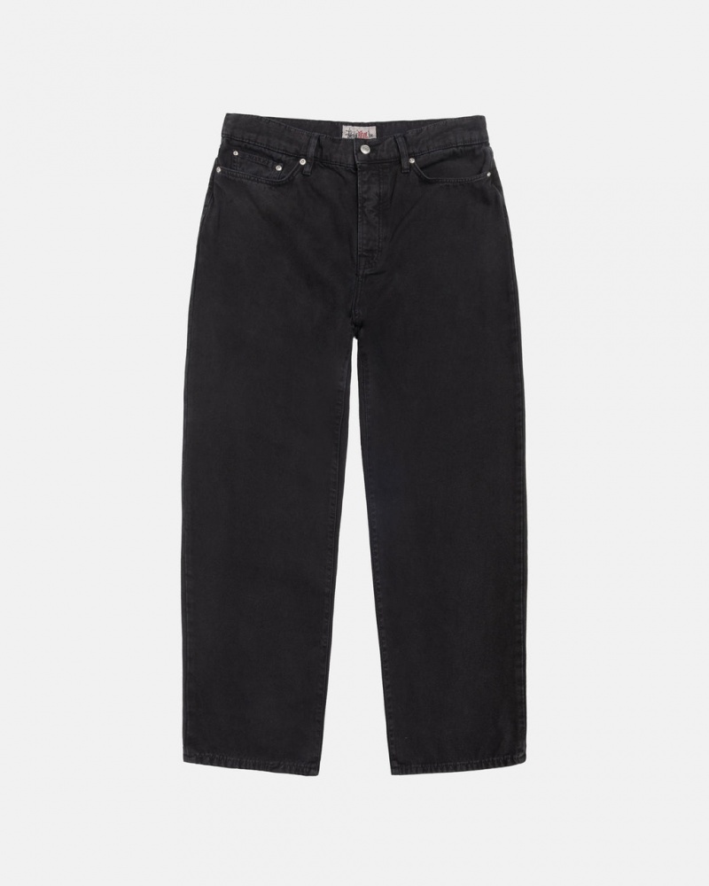 Stussy Big Ol\' Jean Washed Canvas Men Pants Black | GYI-0766