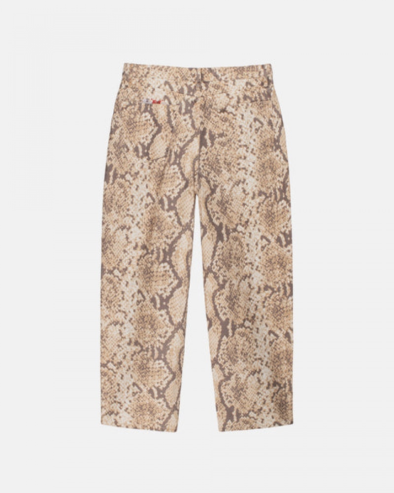 Stussy Big Ol' Jean Washed Canvas Men Pants Snake | OTI-4436