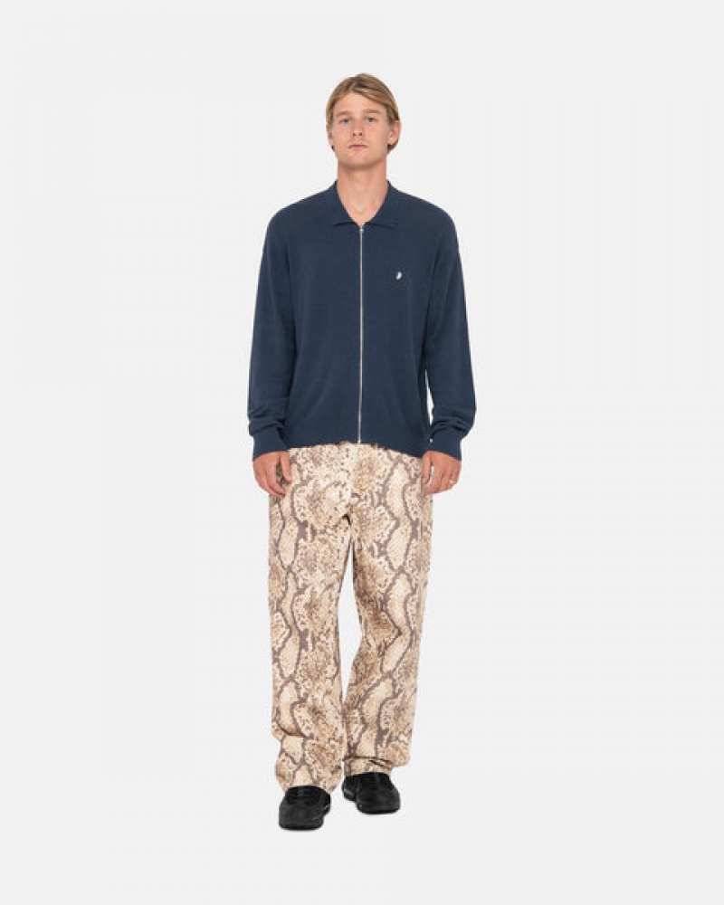 Stussy Big Ol' Jean Washed Canvas Men Pants Snake | OTI-4436