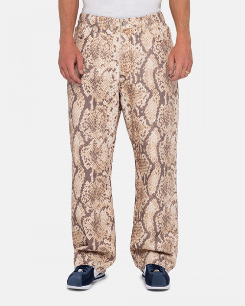 Stussy Big Ol' Jean Washed Canvas Men Pants Snake | OTI-4436