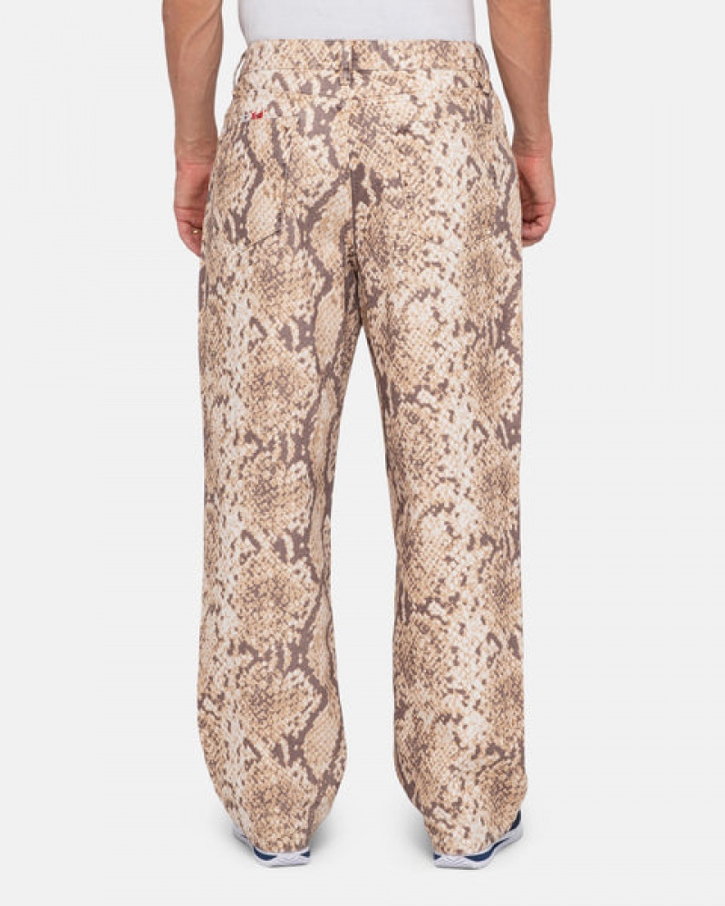 Stussy Big Ol' Jean Washed Canvas Men Pants Snake | OTI-4436