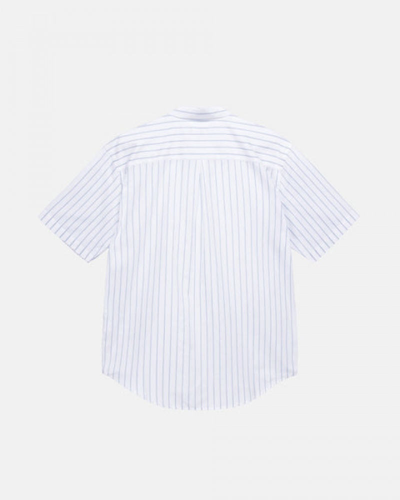 Stussy Boxy Striped Shirt Men Shirts White | HSZ-2966