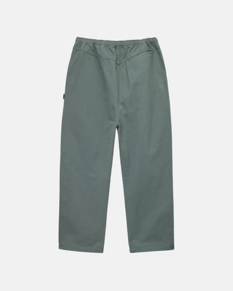 Stussy Brushed Beach Pant Men Pants Green | KXV-9702