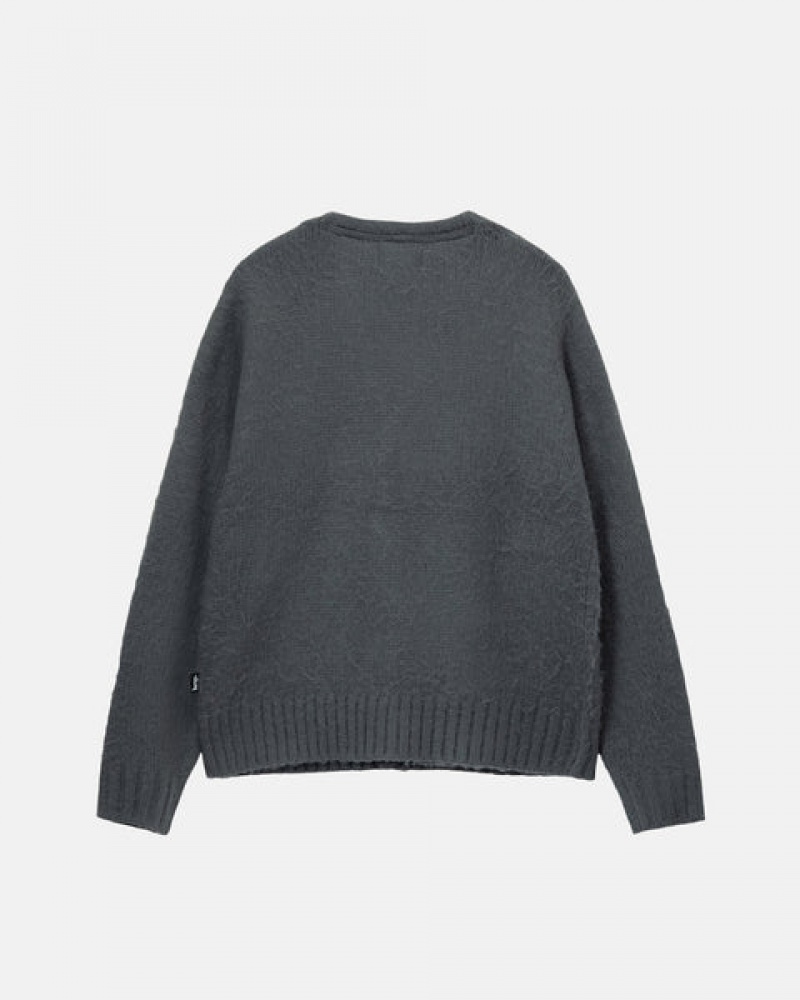 Stussy Brushed Cardigan Men Sweaters Charcoal | BDC-8471