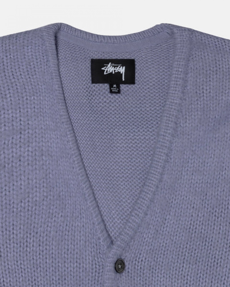 Stussy Brushed Cardigan Men Sweaters Purple | GEZ-1440