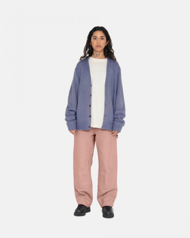 Stussy Brushed Cardigan Men Sweaters Purple | GEZ-1440