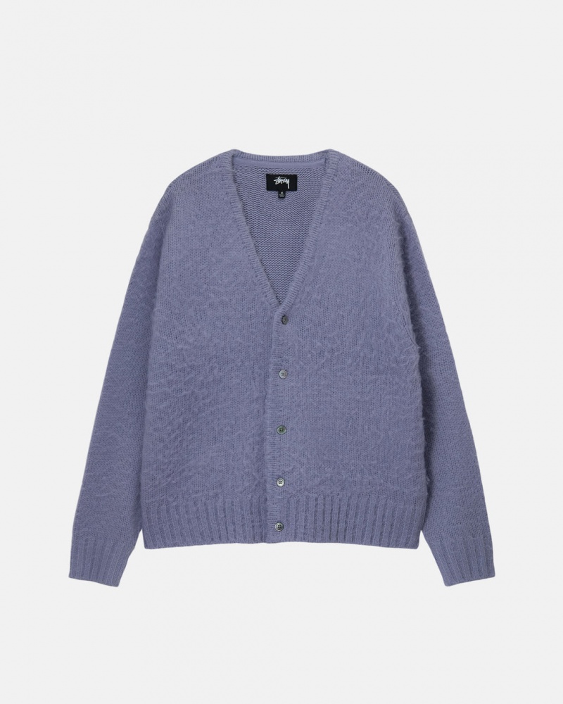 Stussy Brushed Cardigan Men Sweaters Purple | GEZ-1440