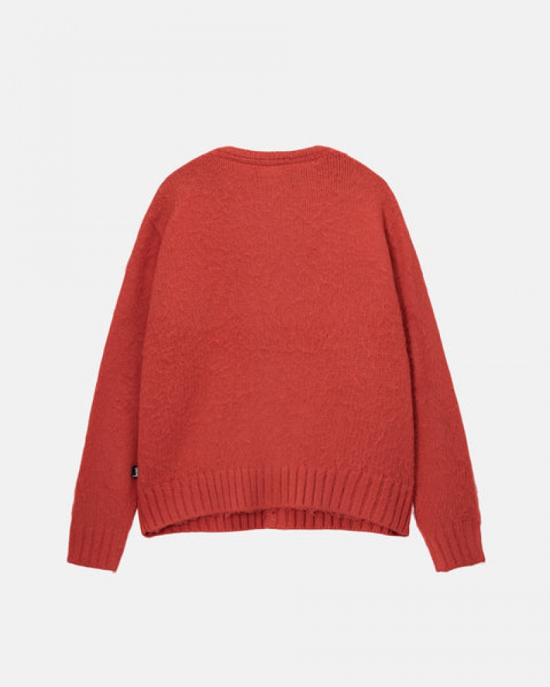 Stussy Brushed Cardigan Men Sweaters Red | VLF-5288