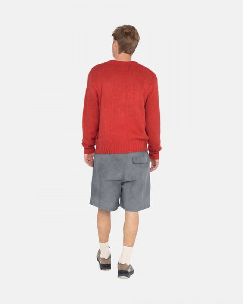 Stussy Brushed Cardigan Men Sweaters Red | VLF-5288