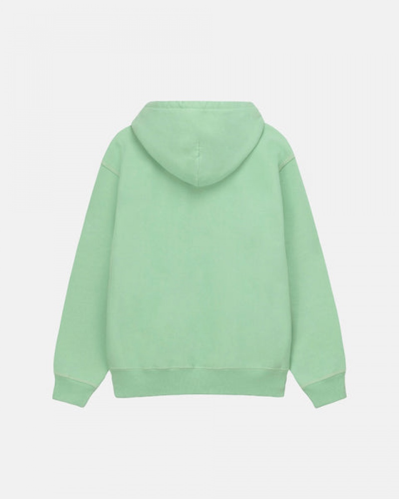 Stussy Contrast Stitch Label Hood Men Sweatshirts Green | HDH-9222