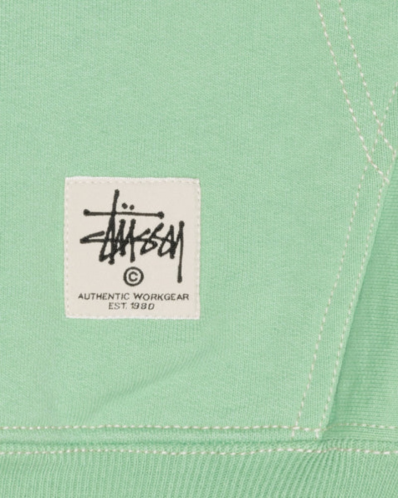 Stussy Contrast Stitch Label Hood Men Sweatshirts Green | HDH-9222