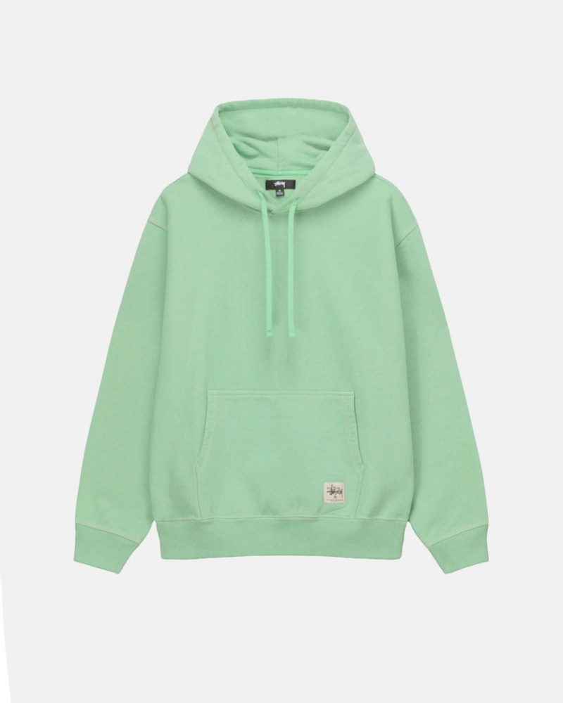 Stussy Contrast Stitch Label Hood Men Sweatshirts Green | HDH-9222